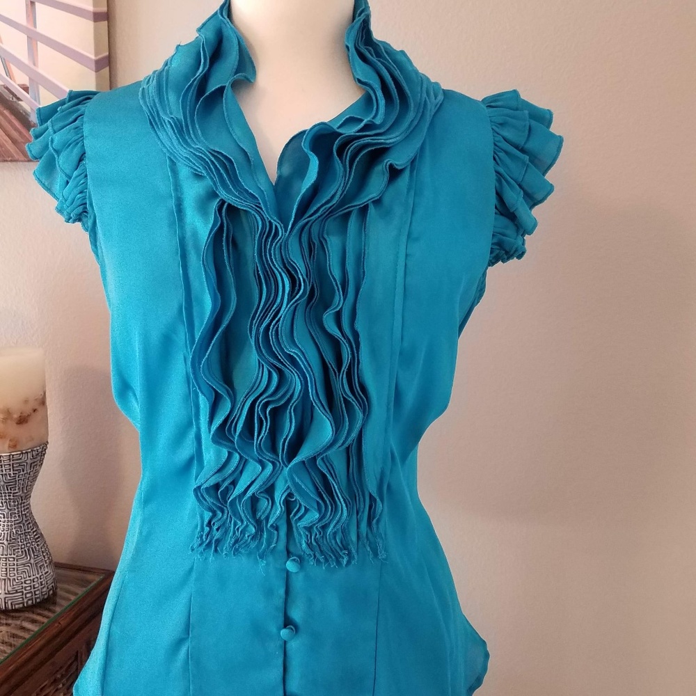 Ruffle top, Teal, Small